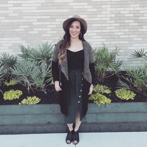 Mimi Chica black tank dress with attack plaid green button skirt and pockets